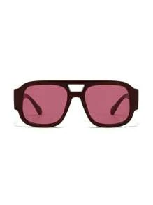 1 Paar Frauen Rot Rahmen Quadratisch Piloten Retromode Brille, geeignet für den täglichen Gebrauch und Urlaubsreisen, modisches Strandaccessoire für Sommer, , Strandutensilien, Y2K Musikfestival, Outdoor, Reise, Urlaubsnotwendigkeiten