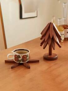3pcs/5pcs Wooden Triangle Trivets Holder Heat Resistant Tree Shaped Coasters, Decorative Hot Pad Holder For Table, Christmas Tree Dessert Stands, Creative Multi-Functional Decor Home Decor Christmas Decorations Room Decor