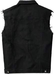 Denim Vest Jacket For Men Fashion Stretchy Trucker Sleeveless Jean Outerwear