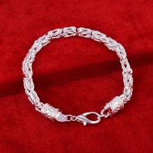 925 Silver Plated Rose Flower Tassels Chain Bracelet For Women Wedding Engagement Fashion Jewelry - Silver - View 1