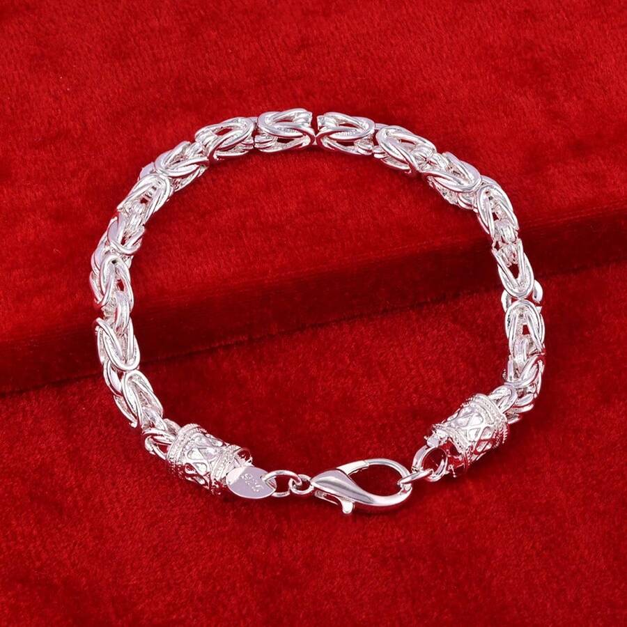 925 Silver Plated Rose Flower Tassels Chain Bracelet For Women Wedding Engagement Fashion Jewelry - Silver - View 1