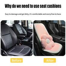 1件装汽车座椅垫，粉绒长毛绒可爱通用汽车座椅垫，保暖防滑舒适，汽车座椅保护套，也可作椅垫使用，汽车配件，女士 - 粉色 - 查看 10