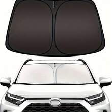 Car Sun Shade Board, Anti-UV Heat-Insulating Light-Blocking Sun Visor Curtain For Front Windshield, Parking Sunshade Accessory - Black - View 1