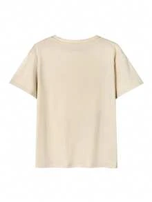 Women's Short-Sleeved Pullover T-Shirt For Summer, Simple, 100% Pure Cotton, Blue Cloud Print - 杏色 - 查看 3