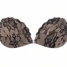 1pc Skin Color Lace Invisible Push-Up Sticky Bra, Strapless Bust Enhancer, Random Transparent Strap Included