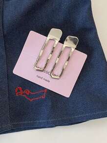 2pcs/Set Korean Ins Style Niche Design Convex Geometric Metal Hair Clips (No Card Included), Claw Clips, Hair Claws, Clips For Hair, Hair Slide, Hair Barrettes, School Stuff