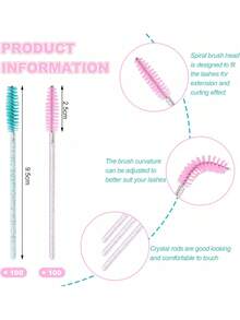 250/50pcs1disposable Crystal Sparkling Eyelash Brushes, Double-Sided Shadow Brushes, Eyelash Extension Brushes, Eyebrow Makeup Brushes, - Multicolor - View 5