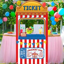 1 pieza Carpa de circo carnavalesco Foto Stand - Diseño de patrones para la taquilla del circo, Fondo para cabina de fotos con temática de circo, Suministros decorativos para fiestas y entretenimiento en el hogar, Suministros de decoración para fiestas con temática de circo, Suministros de decoración de carnaval, Accesorios divertidos para fotos.