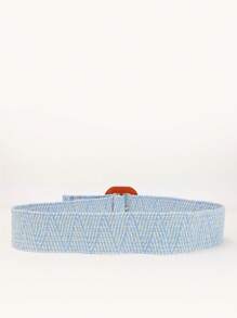 1 pièce Ceinture tressée à boucle carrée bohème pour femmes, polyvalente pour les robes, les fêtes de plage, le printemps/l'été
