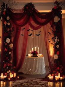 Wine Red Wedding Arch Curtain Tulle Polyester Fabric, 1-Piece Package, With Dimensions Of 75 Cm / 160 Cm * 600 Cm / 800 Cm. Transparent Background Curtain, Perfectly Suitable For Wedding Party Ceiling Decoration, Table Runner, Chair Back Decoration, And Various Event Scenes Such As Weddings, Engagements, Valentine's Day, Halloween, Christmas, Mother's Day, Birthday Parties, Graduation Ceremonies, And Banquet Decorations.