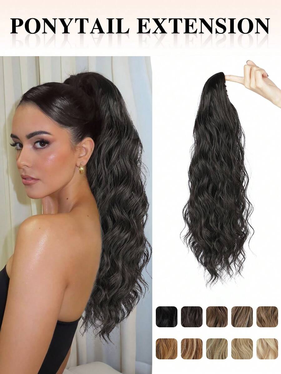 Ponytail Extensions, Long Claw Clip In Ponytail Hairpiece Synthetic Pony Tails Hair Piece Natural Wavy Hairpieces For Women, 20 Inch - Multicolor - View 1