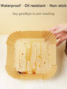 50/100 包空气炸锅烘焙纸，16 厘米烘焙纸衬垫，适用于 3-4.5 升无油炸锅的空气炸锅配件 | 不粘羊皮纸，用于烘焙、烤制和微波炉