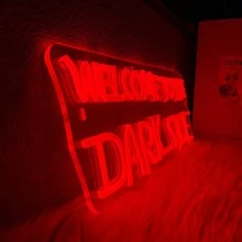 哥特式霓虹灯，你喜欢恐怖电影吗/给我/我会和你一起腐烂/爱你到死/永远不要相信生活/直到我们变成鬼魂/欢迎来到黑暗面霓虹灯，万圣节哥特式红色LED霓虹灯，羔羊恶魔霓虹灯用于墙面装饰