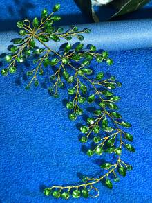 1 件优雅新娘头饰，带水钻和水晶元素，HP21 - 绿色