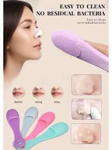 Cepillo de silicona para la nariz, limpiador de poros facial, cepillo portátil de masaje para puntos negros, herramienta de limpieza facial, cepillo facial, bolsa, organizador, almacenamiento