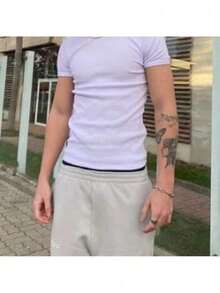 Men's US Drip Ribbed T-Shirt, Lightweight, Fitted Cotton Fabric - 白色 - 查看 2