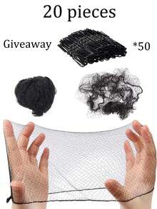 Hair Nets 50pcs, 20 Inch Hair Net Elastic Invisible Stretch Net For Catering, Ballet Bun, Sleeping, Women And Wigs - Black - View 11