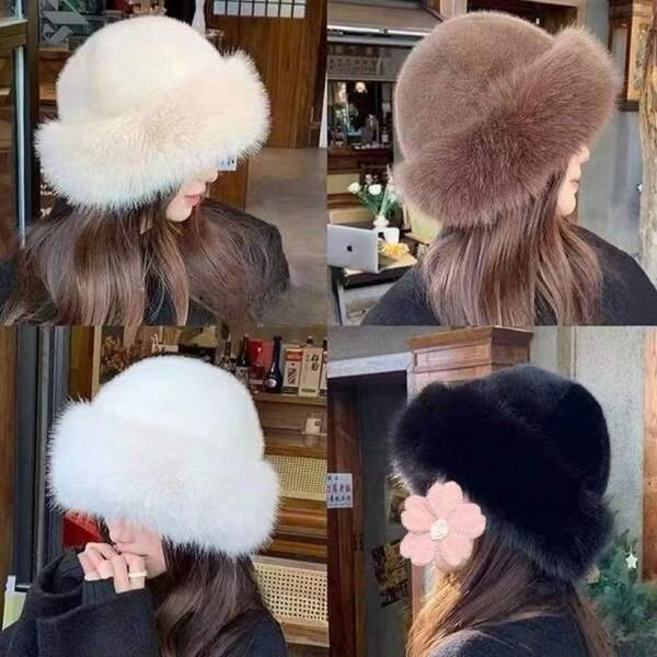 1pc Thickened Faux Fur Multi-Color Warm Ear-Protection Outdoor Winter Hat, Fashion & Versatile