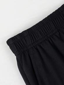 2 piezas Pantalones cortos tipo bermuda para niños preadolescentes, de un solo color, informal, para calle y uso diario, de estilo sencillo