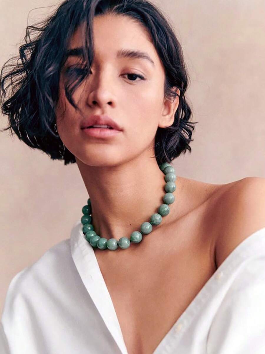 1 chiếc vòng cổ thắt nút bằng nhựa hình đám mây hình học Bohemian dành cho nữ, phong cách thời trang Châu Âu và Châu Mỹ, thích hợp cho lễ hội và đeo hàng ngày - Vòng cổ hạt mây thủ công - Xem 1