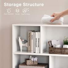 9-Cube Bookcases, 3-Tier Freestanding Bookshelf With Adjustable Shelves - 白色 - 查看 3