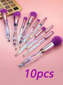 10支装水晶亚克力手柄化妆刷套装 美妆工具 眼部化妆刷 眼影刷 旅行化妆工具，化妆刷套装，化妆刷套装，化妆刷套装，全套化妆工具，化妆刷套装，全套化妆工具，化妆刷套装，化妆刷套装，化妆礼盒套装