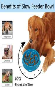 MateeyLife Slow Feeder Dog Bowls 2PCS, Anti-Choking Puzzle Dog Food Bowls, Anti-Slip Interactive Feeding Slow Down Eating, Bloat Stop Maze Dishes For All Breeds Pets - G-深藍 - 查看 2