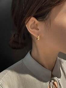 JOJELOO 1 Pair Fashionable Metal Clip-On Earrings, Minimalist & Delicate Design For Versatile Wear