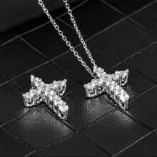 Dekorativer Sternkreuz Halskette im Art-Deco-Stil - handgefertigt aus 925 Silber, mit BIS Punze versehen und geschenkfertig