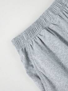 2 piezas Pantalones cortos tipo bermuda para niños preadolescentes, de un solo color, informal, para calle y uso diario, de estilo sencillo