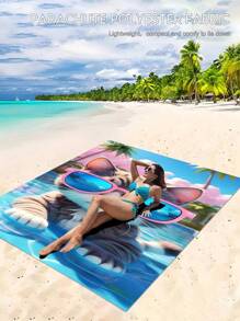 1 Stück Strandtuch, Strandtuch mit Cartoon Katzen Design, großes Strandtuch, Stranddecke, Mikrofaser Handtuch, 2-in-1 Oversized Stranddecke aus Polyester, sand-resistent und schnell trocknend, Sommer Reiseaccessoires, für Strand, Camping, Badezimmer, Schwimmbad, Strandaccessoires, Badetuch, Kreuzfahrt Accessoires, Hawaii