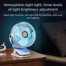 360° Rotating Quiet Fan With Night Light, USB Rechargeable Portable Mini Desk Fan For Student Dorm, Office, Outdoor, 300mAh - Multicolor - View 4