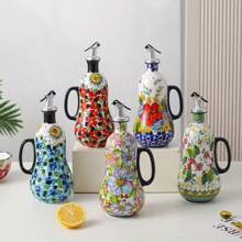 Ceramic Oil Pot Household Anti Hanging And Leak Proof Vegetable Oil Bottle Kitchen Heat-Resistant Peanut Oil Soy Sauce Olive Oil Bottle Vinegar Pot