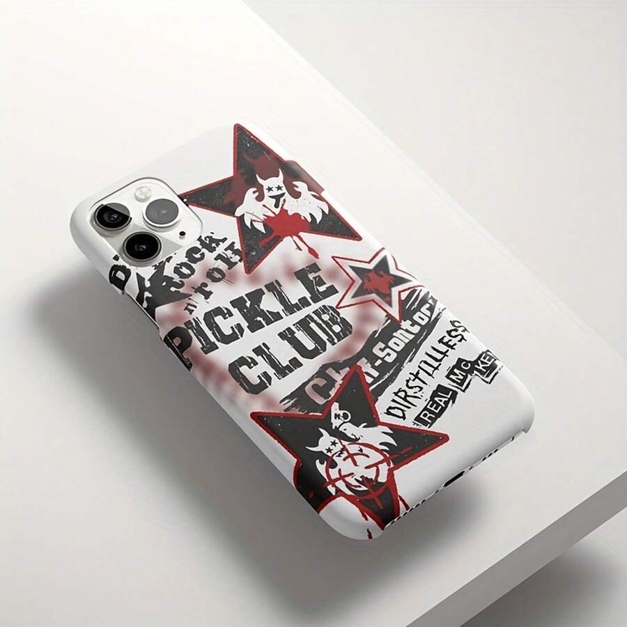 Caja del teléfono 1PC VintageStreetwear Graffiti Impresión de película de alta gama Caja del teléfono mate de alta calidad - 16 Pro/15/14/13/12/11 - Blanco - Ver 1