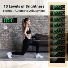 TRMVY 13/16 Inch Large Display Digital Wall Clock LED Digital Clock Time Temp Date Week Display Table Clock Wall-Mounted Dual Alarms LED Clocks, Timer, Automatic Dimming, For Home Living Room And Office Decoration