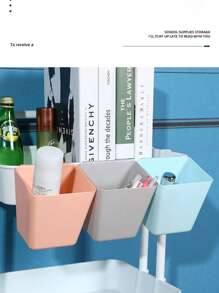 1pc/2pcs Set Bathroom Storage Bucket, Desktop Storage Side Table Hanging Baskets, Dorm Desk Hanging Beauty Cart Storage Box, Desk Pen Holder Storage Bucket