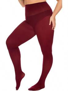 Plus Size Tights For Women, Ultra Soft Solid Color Semi-Opaque Pantyhose, Nylon High Waist Stockings 1X 2X 3X 4X - Màu Đỏ Sâu - Xem 6