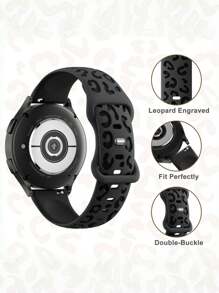 2 Packs 20mm Leopard Engraved Silicone Watch Band, Waterproof Sports Strap Compatible With Samsung Galaxy Watch 7 6 5 4 40mm 44mm/5 Pro/6 Classic 47mm/ Watch 4 Classic/Active 2, 20mm 45mm/Galaxy Active 2/Galaxy Watch 3/Watch 4 Classic 42mm 46mm Watch 6 47mm 43mm, 20mm Cheetah Replacement Strap Compatible With Huawei Honor Garmin Amazfit Watch Straps For Women And Men
