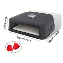 Grill Top BBQ Pizza Oven | Pizza Stone Included | Temperature Gauge,Carry Handle - Black - View 2