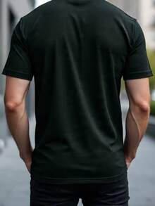 Kit 2 Basic Casual Textured T-Shirt Straight Textured Premium Mesh - Black and Military Green - View 2