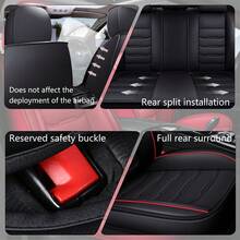 5-Piece Full Set Luxury Universal Faux Leather Seat Covers - Includes Easy Inside Zipper Installation, Guaranteed Airbag Deployment Access, Soft Feel & 4-Season Durability - 黑紅色 - 查看 5