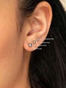 2件-10件穿孔套装-一次性无菌耳洞枪家用穿耳工具+5个银色球2mm-7mm球形平背耳钉 - 彩色 - 查看 7