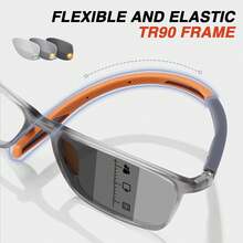 1pc Sports Photochromic Bifocal Reading Glasses, Lens With Light Sensitivity Change Function, Super Flexible TR Temples, Classic Colorblock Rectangular Frame, Simple & Comfortable Multifocal Reading Glasses - Orange - View 8