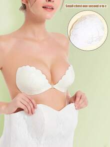女士隐形胸罩、自粘式乳贴、粘性胸罩，适用于婚纱、细肩带连衣裙、派对礼服和其他女士内衣配饰。 - 杏色 - 查看 6