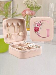 1 Pc A-Z Letter Jewelry Box Ring Storage Box Necklace Storage Box Gifts For Girls Bridesmaid Gifts Mom Gift Ideal Gift White Jewelry Box Pink Jewelry Box