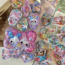 Y2K Retro Bear Bunny Sequin 3D Shake Sticker Phone Case Decoration Stickers