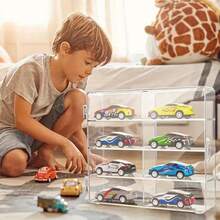 1pc Transparent Model Display Rack, 8-Grid Model Storage Box Display Cabinet, Stackable Car Model Display Case - Clear - View 7