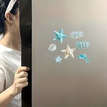 2个/5个/7个/10个装几何海星、贝壳、鱼形树脂冰箱贴 - 可爱海洋主题装饰，适用于厨房、办公室、家居 - 色彩鲜艳，经久耐用，是生日、派对、节日（圣诞节、情人节、毕业典礼）、家居装饰、乔迁之喜的完美礼物 - 彩色 - 查看 3