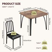Dining Table Set For 2, Kitchen Table And Chairs With PU Upholstered Cushions, Dining Room Table Set For 2 People, Furniture For Small Apartments - 棕色 - 查看 4