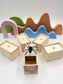 1 件木制蜘蛛恶作剧盒 - 木制蜘蛛惊喜盒，手工制作的恶作剧盒，适用于各种房间类型的搞笑恶作剧礼物恶作剧套装，室内和室外使用，万圣节、圣诞节、复活节、感恩节等节日主题，无需电力 - 彩色 - 查看 10